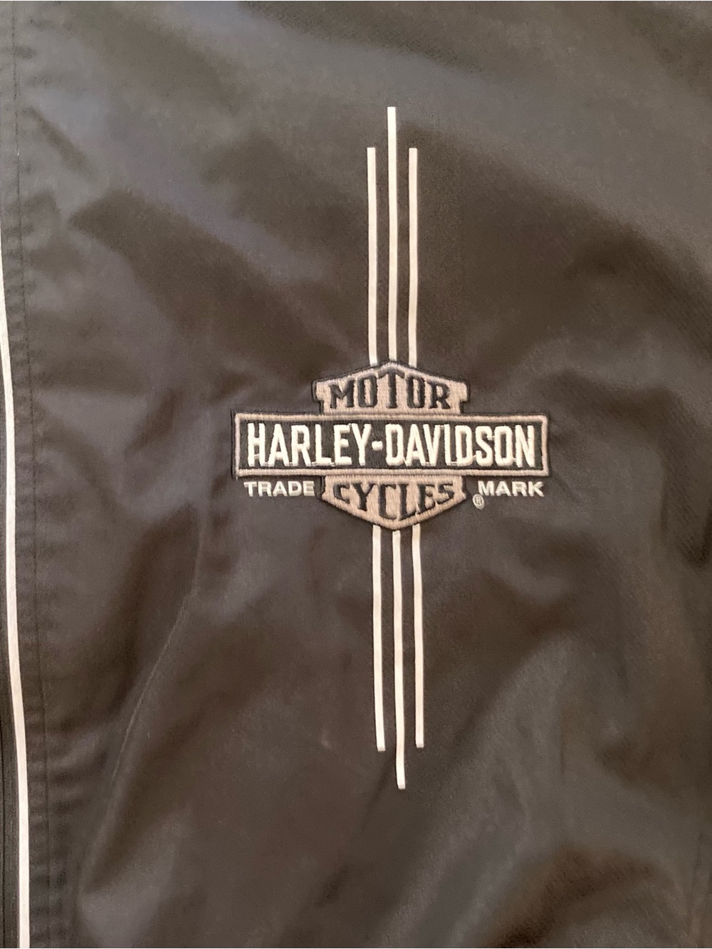 Harley-Davidson Black Windbreaker Jacket with White Piping VTG Y2K Sz XL - Picture 2 of 7